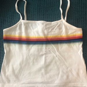 John Galt Rainbow Striped Crop Top